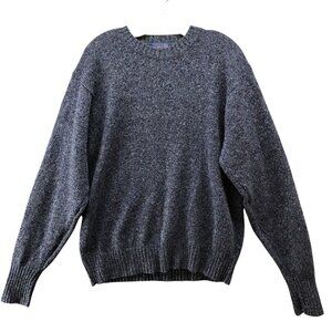 Pendleton Shetland Wool Sweater Mens M Crewneck Pullover Navy Blue Heather